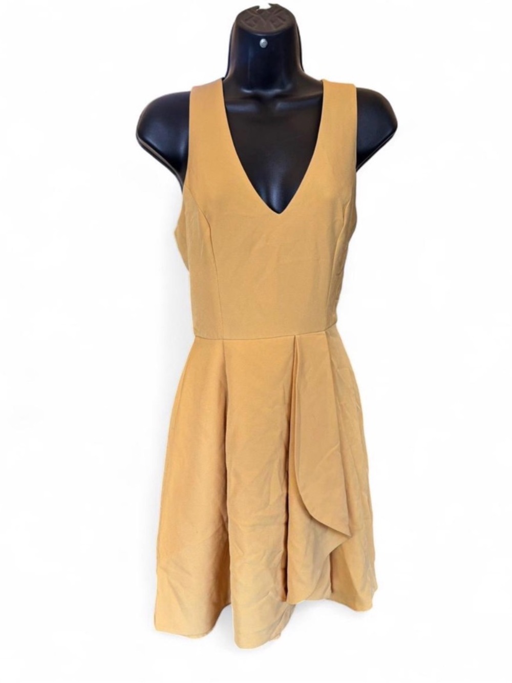 Adelyn Rae Mustard V-Neck Sleeveless Fit & Flare Dress